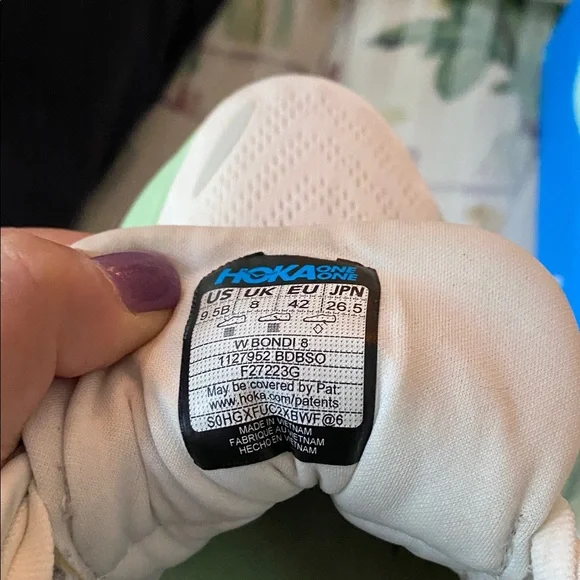 Hoka W Bondi 8 White & Lime Sneakers Women’s 9.5 - Picture 6 of 13